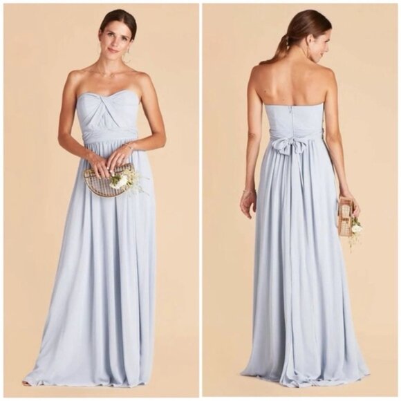 NEW Birdy Grey Grace Convertible Chiffon Bridesmaid Dress Ice Blue Size Medium - Picture 3 of 16